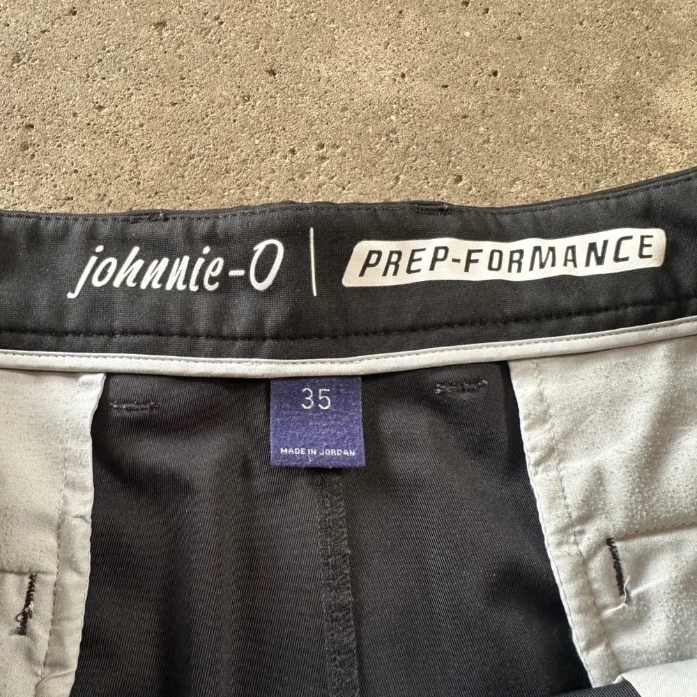 Johnnie-O Prep-Formance Shorts Mens 35 Black‎ Chino Polyester Golf Casual Preppy